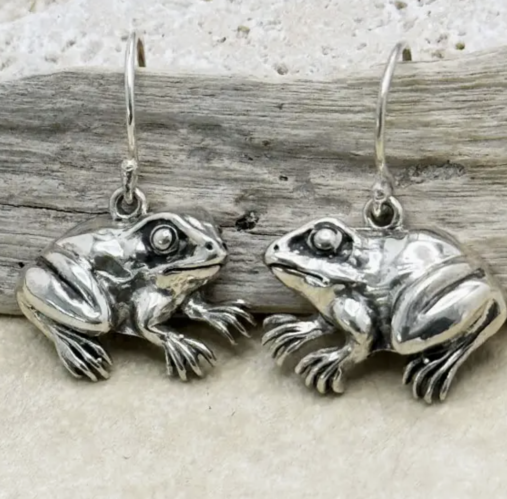 Sterling Silver Frog Earrings — NATURE WALK
